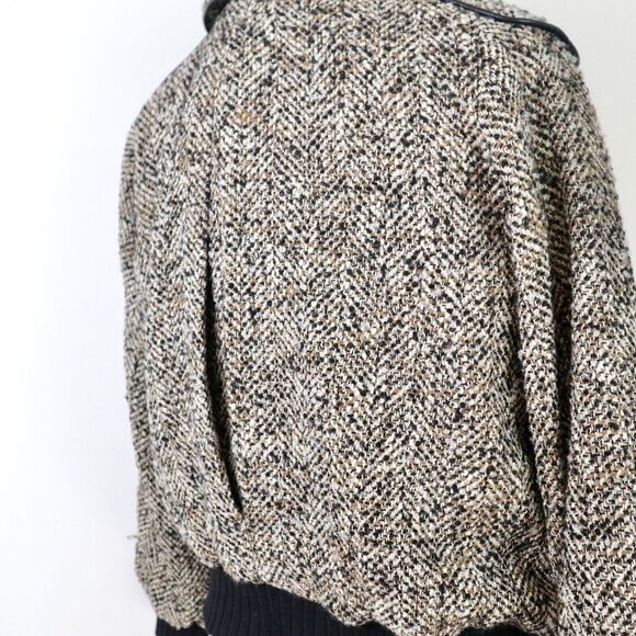 Joie Size S Reille Cotton Wool Blend Bomber Jacket Tweed Caviar Tan - Picture 6 of 11